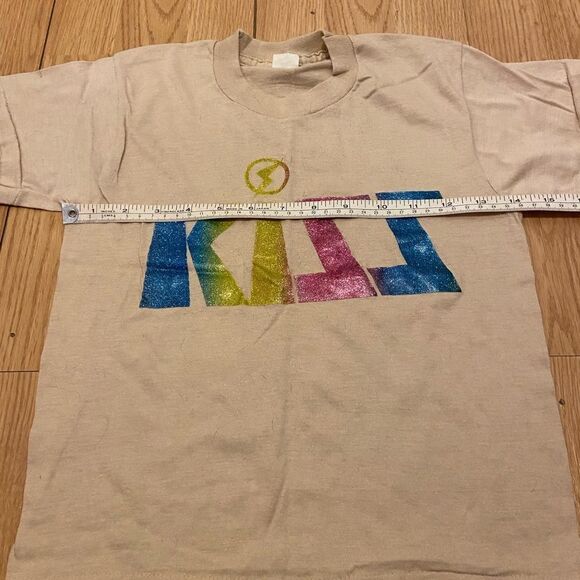 Vintage KISS Band T-Shirt Size youth 10/12 womens xs Rare Rainbow Logo f02 - Picture 3 of 5